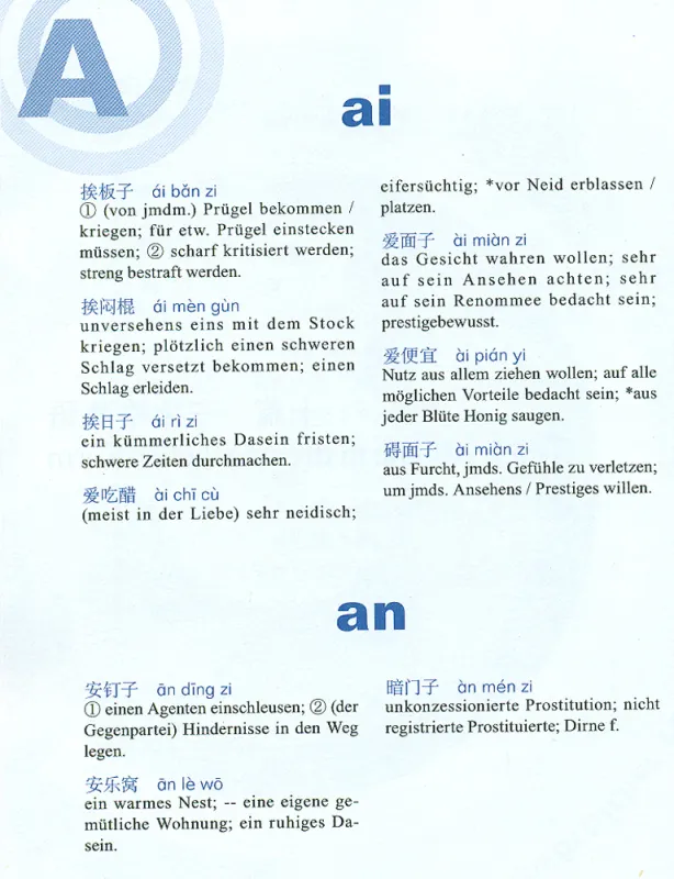 Das idiomatische Lexikon Chinesisch-Deutsch [The Idiomatic Dictionary Chinese-German]. ISBN: 9787513501279