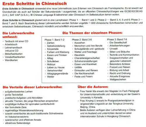 Erste Schritte in Chinesisch Textbuch 1 [German Language Edition]. ISBN: 7-5619-2193-4, 7561921934, 978-7-5619-2193-7, 9787561921937