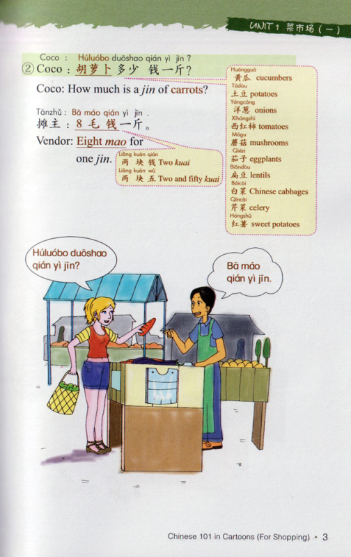 Chinesisch 101 in Comics / Chinese 101 in Cartoons - for Shopping [Buch + MP3-CD]. ISBN: 9787802009387