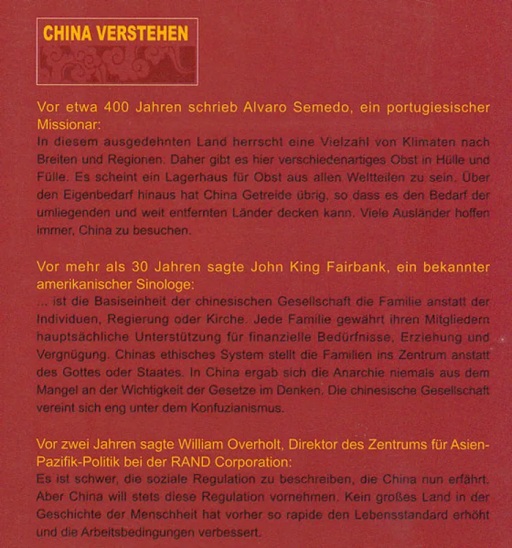 China Verstehen - Einführung in Chinas Geschichte, Gesellschaft und Kultur. ISBN: 9787508517506