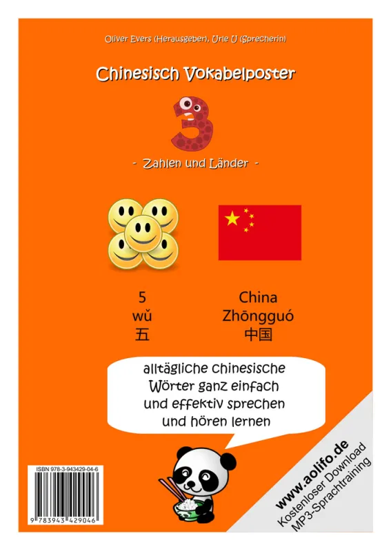 Chinesisch Vokabelposter 3 [Zahlen und Länder]. Alltägliche chinesische Wörter ganz einfach und effektiv sprechen und hören lernen. 9783943429046