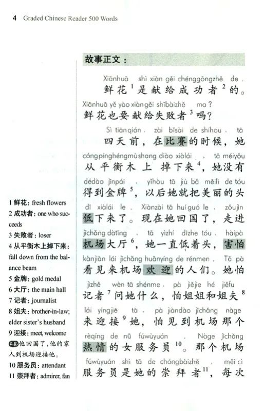 Graded Chinese Reader 500 Wörter [ausgewählte zeitgenössische Kurzgeschichten in Schriftzeichen und Pinyin]. ISBN: 9787513803458